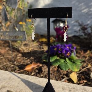 Elegant Gold and White Dangle Earrings